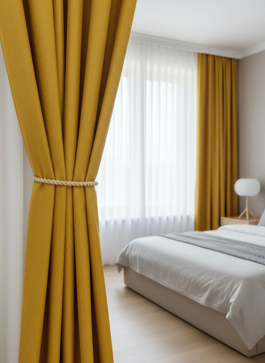 Draperie catifelată galben muștar Soft Yellow