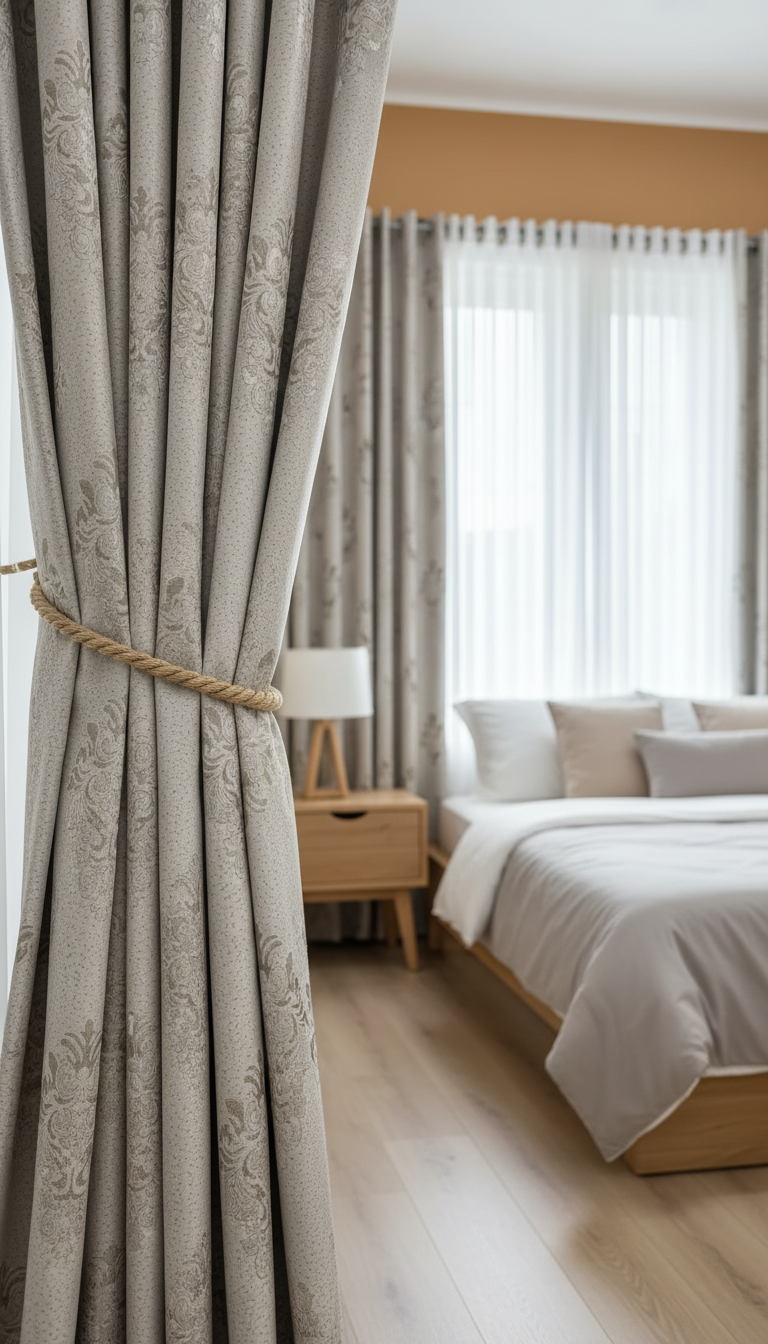 Draperie tafta bej deschis cu model baroc – Draperie Baroc 02