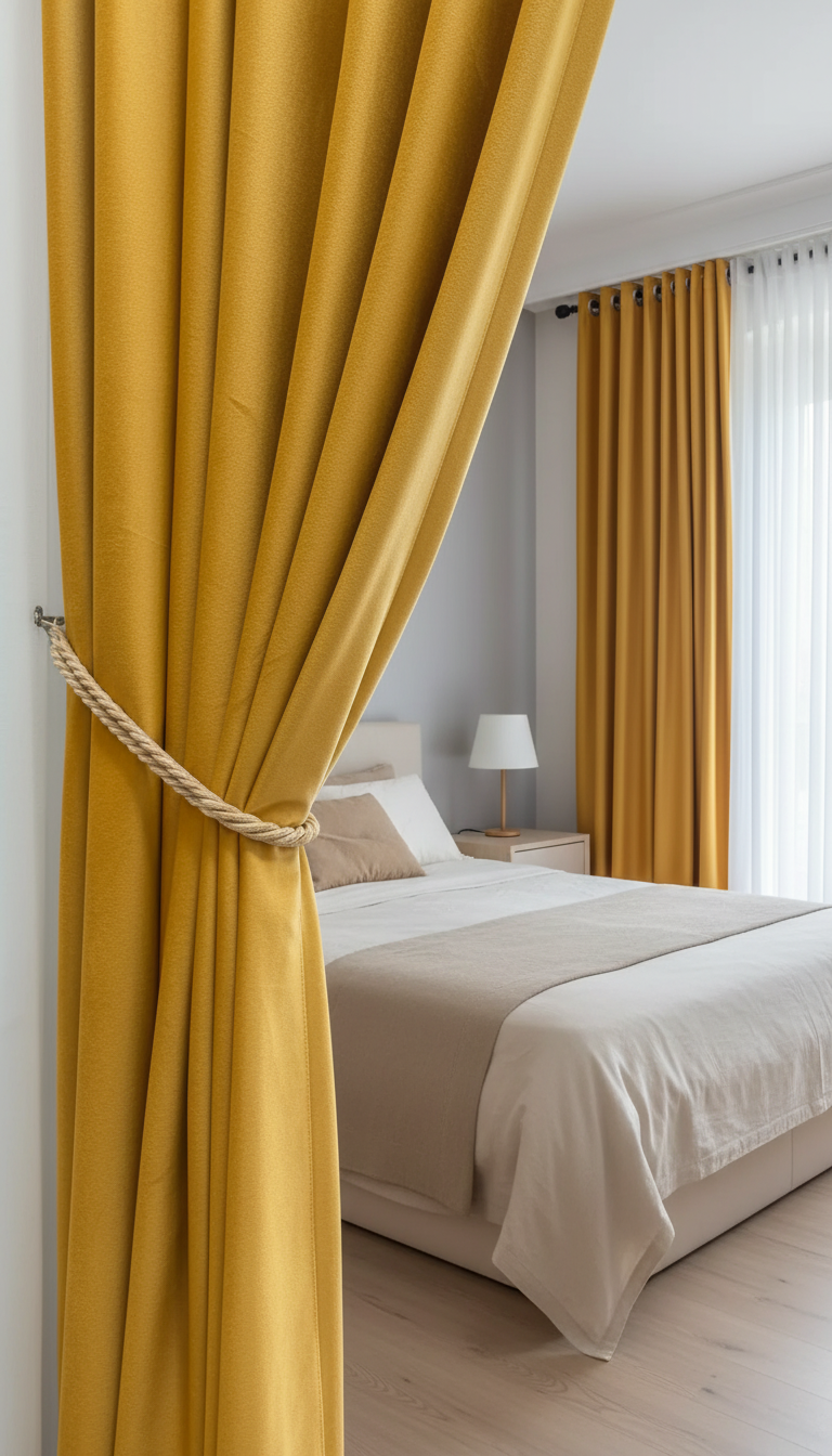 Draperie din catifea auriu-muștar HKN22