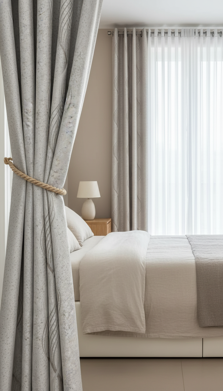 Draperie crem cu model geometric Clepsidra 02