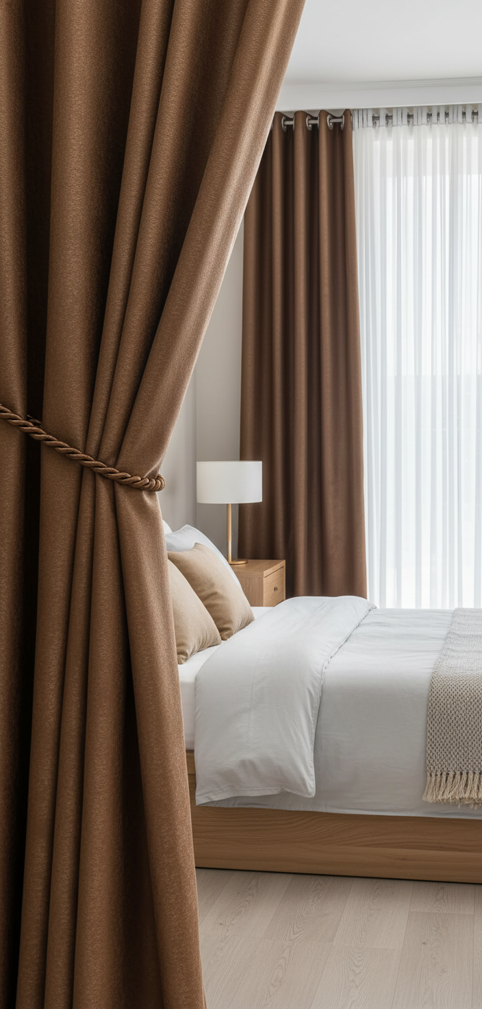 Draperie catifelată maro ciocolatiu Soft V53