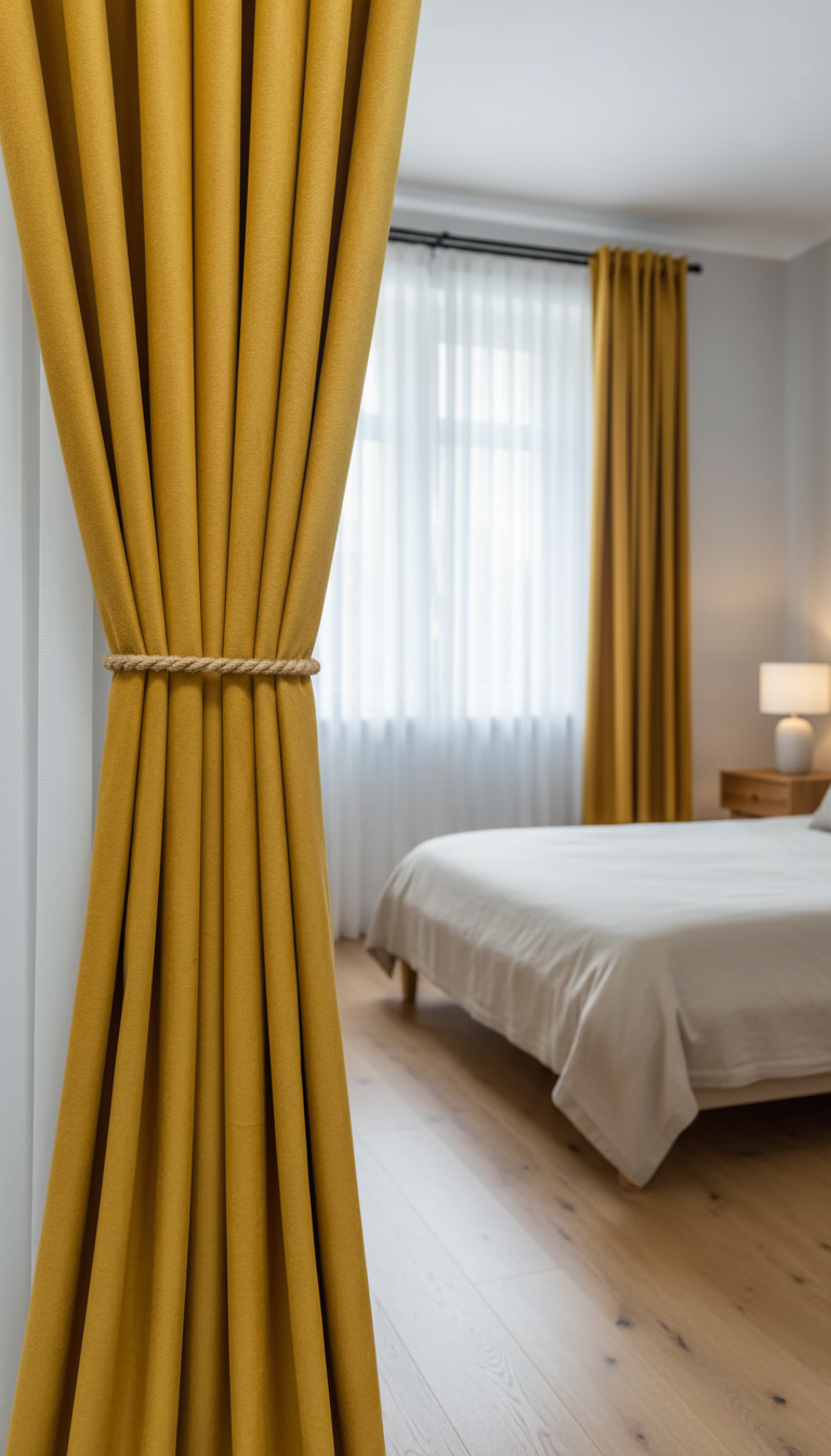 Draperie din catifea auriu-muștar HKN22