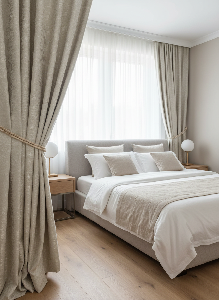 Draperie bej deschis cu textură naturală Nisip 2