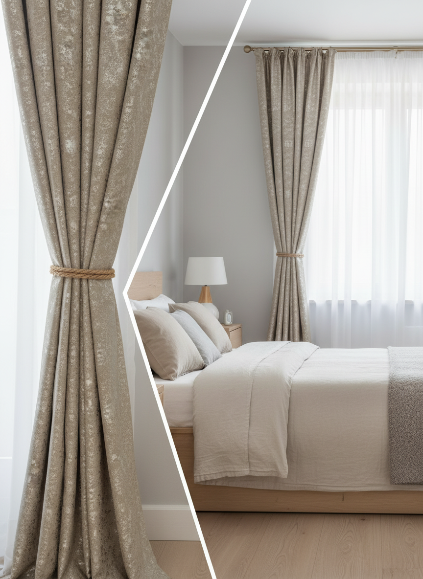 Draperie bej nisipiu cu textură naturală Nisip 4