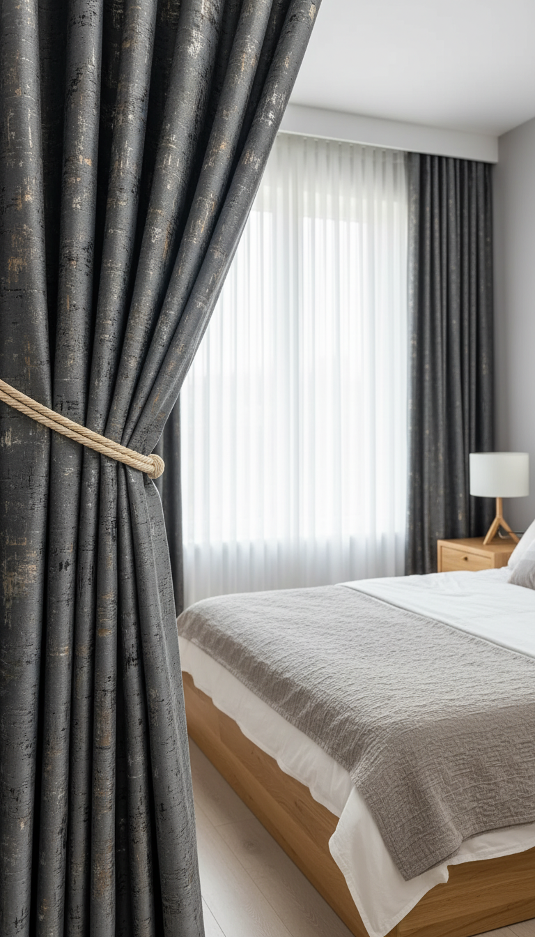 Draperie din catifea gri antracit cu accente aurii HKNA15