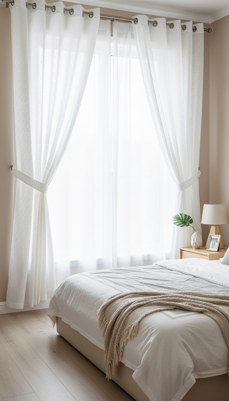 Perdea simplă Ploiță alb – Ambiance Design